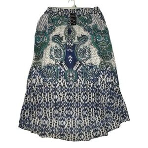 Cato Woman Boho Paisley Ikat Print Tiered Maxi Skirt Size 14 16W